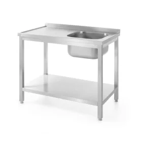 HENDI Mosogatóasztal polccal, Profi Line - 1000x600x850 mm, jobb oldali medence (811870)
