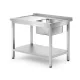 HENDI Profi Line Mosogatóasztal polccal - 1000x700x850 mm - Jobb oldali medence (812938)