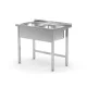 HENDI Mosogatóasztal 2 medencével - 1000x600x850mm - Kitchen Line, hegesztett (815007)