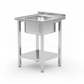 HENDI Egymedencés mosogató polccal - 600x600x850 mm - Kitchen Line (816806)