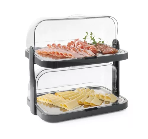 HENDI Duo UNIQ Dupla roll-top fedeles hűtővitrin - 480x355x480mm, Fekete (871812)