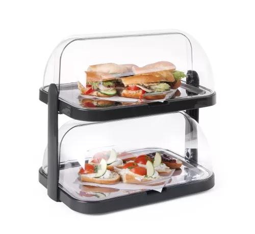 HENDI Duo UNIQ Dupla roll-top fedeles hűtővitrin - 480x355x480mm, Fekete (871812)