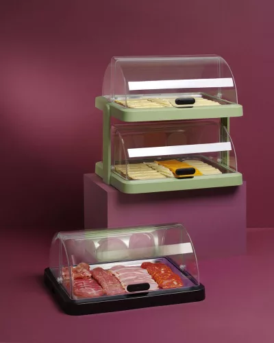 HENDI Dupla roll-top fedeles hűtővitrin Duo UNIQ - Zöld, 480x355x480mm (871973)