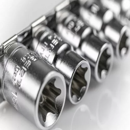 TORX dugókulcsfejek 1/4",és 3/8", 9 részes , E5 - E16,  HÖGERT HT1A884