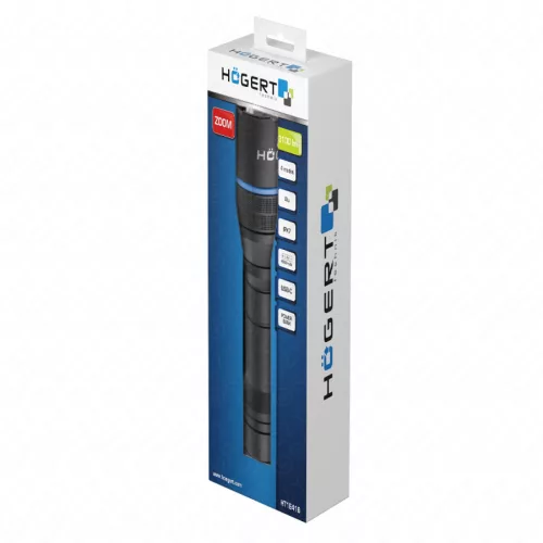 LED zseblámpa (elemlámpa), 3100 lm, zoom, 4 mód, 4500mAh,  HÖGERT HT1E416