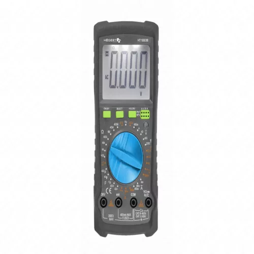 Digitális Multiméter, zseblámpa, LCD kijelző, AC-DC 2000V, 10A, 400 MΩ, HÖGERT HT1E606