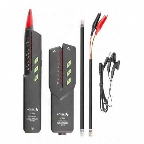 Kábelteszter, RJ11, RJ45, zseblámpa, NCV , HÖGERT HT1E640