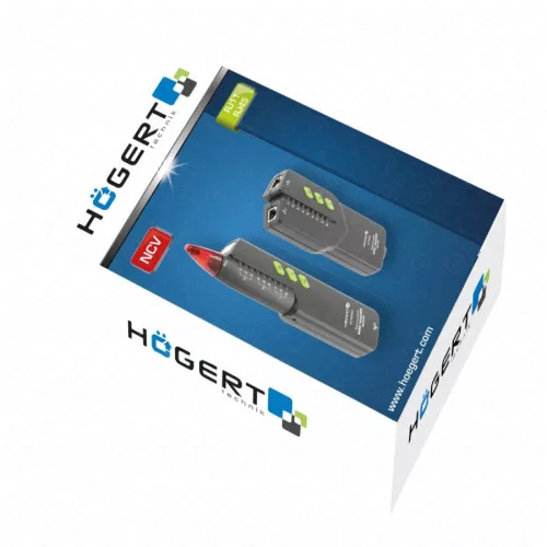 Kábelteszter, RJ11, RJ45, zseblámpa, NCV , HÖGERT HT1E640