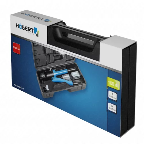 Hidraulikus krimpelő fogó készlet, 100kN, 16-300 mm² 12 részes , HÖGERT HT1P169