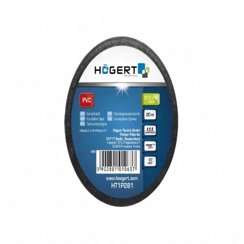 Högert PVC Szigetelőszalag - 19 mm x 20 m, fekete (HT1P281)