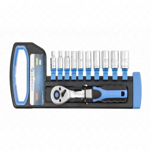 Dugókulcs készlet racsnis 1/4", 4-13 mm 11 részes, 25 év garancia,  HÖGERT HT1R334