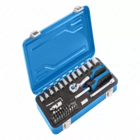   Dugókulcs és bitkészlet 1/4", 53 részes, 72 fogas racsni, fém tartóban, 25 év garancia, HÖGERT HT1R485