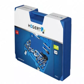   Dugókulcs készlet, 3/4", 26 részes, 3db 1"-os dugókulcsfej, kofferben, HÖGERT HT1R511