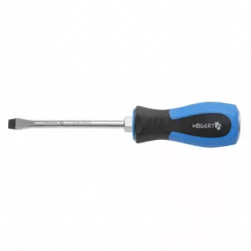   Csavarhúzó mágneses, lapos fejű, SL5,5 x 100  mm szár, üthető nyél, villáskulcsos rászorítás , HÖGERT HT1S064