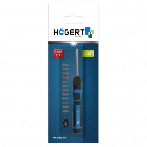 Csavarhúzó bitfejekkel, 13 részes, racsnis, HÖGERT HT1S215