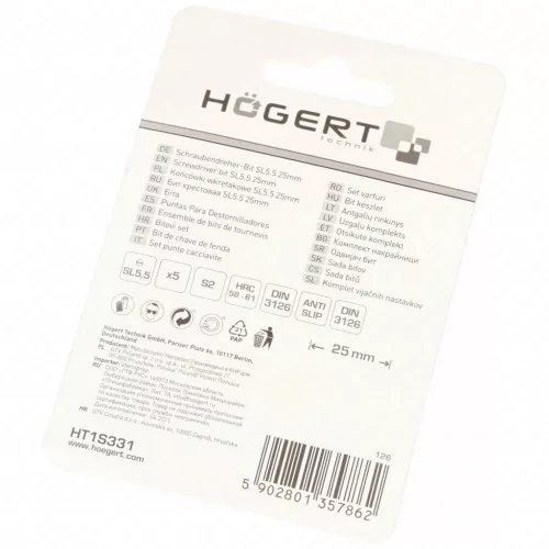 Bitfej, lapos fejű, SL5, 25 mm, 5db/csomag, HÖGERT HT1S331