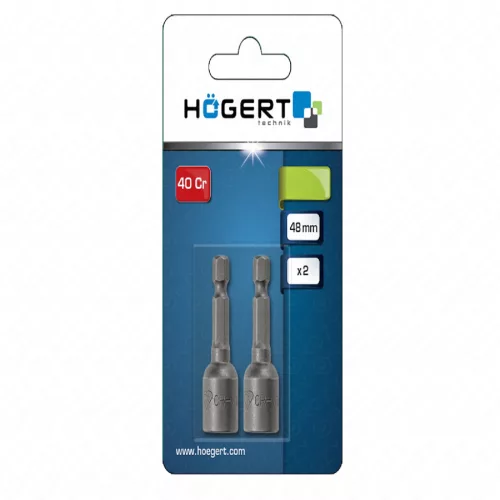Dugókulcs fej, bitbefogású, mágneses 12 mm, 2db , HÖGERT HT1S4559