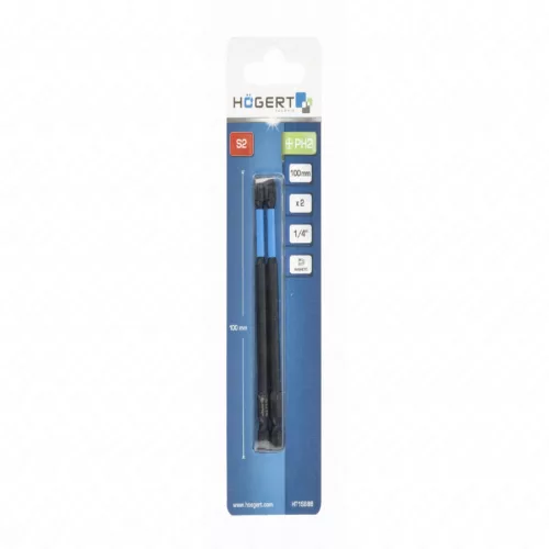 Csillagfejű bitfej, PH2, 100mm, 2db/csomag, ütvecsavarozóhoz, HÖGERT HT1S688