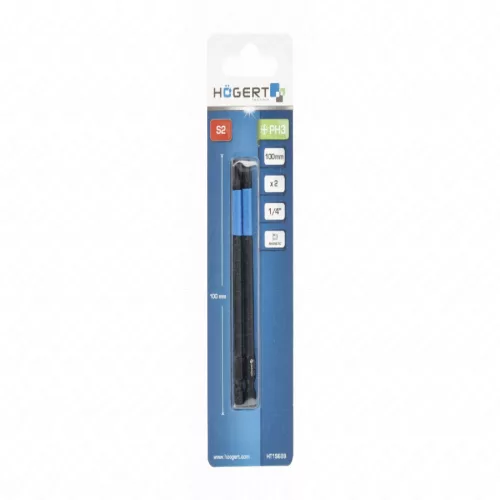 Csillagfejű bitfej, PH3, 100mm, 2db/csomag, ütvecsavarozóhoz, HÖGERT HT1S689