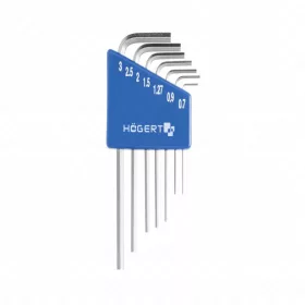   Imbuszkulcs készlet, 7 részes, HEX 0,71-3 mm, precizíós, rövid, HÖGERT HT1W802