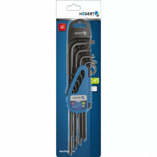Imbuszkulcs készlet, 9 részes, TORX T10-T50, fekete, hosszú , HÖGERT HT1W816