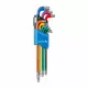 Imbuszkulcs készlet, 9 részes, TORX T10-T50 CrV, gömbfejű, színkódos, hosszú, 25 év garancia, HÖGERT HT1W817