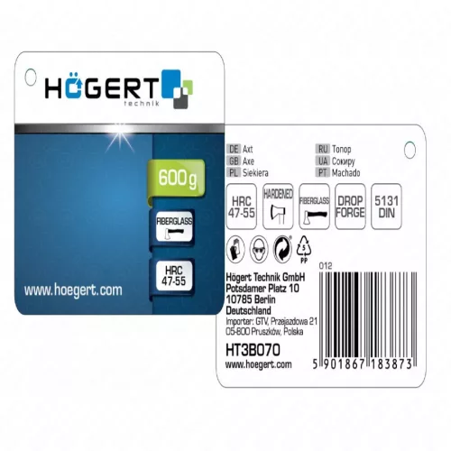 Balta üvegszálas nyéllel, 600g, HÖGERT HT3B070