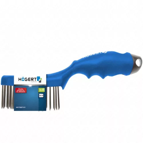 Drótkefe ABS műanyag nyéllel, rozsdamentes szálak, 4x15 250 mm, HÖGERT HT3B622