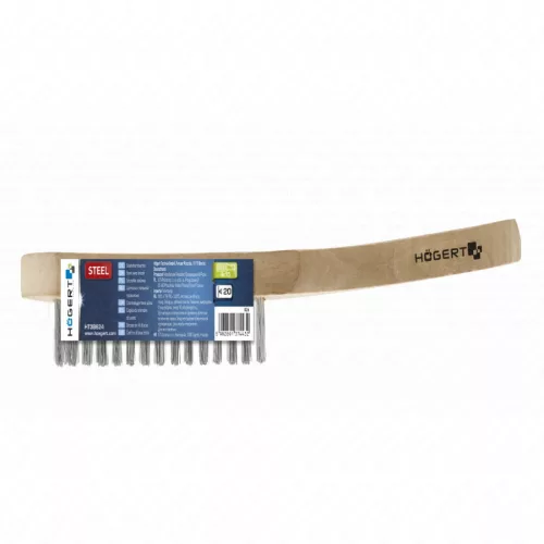 Drótkefe fa nyéllel, 4x15 290 mm, HÖGERT HT3B624