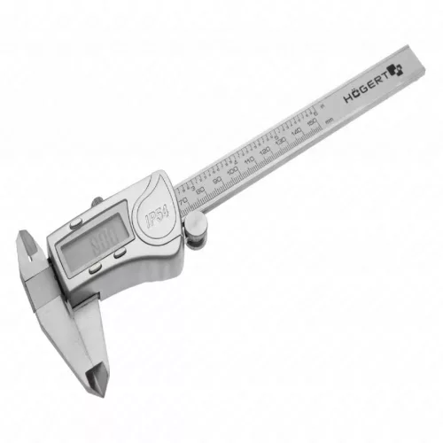 Digitális tolómérő, fém, IP54, LCD kiejlző, 150 mm, HÖGERT HT4M274
