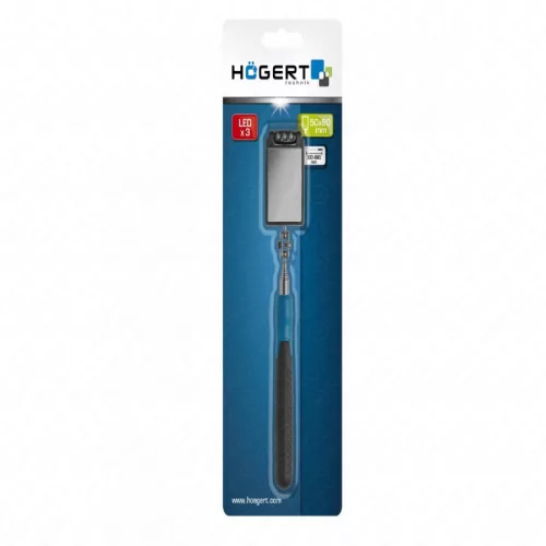 Vizsgálótükör, teleszkópos, LED-es,  max 800 mm, HÖGERT HT4R504