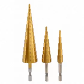   Lépcsős fúrókészlet fémhez 3db-os, 4-32 mm, Titán bevonat, HÖGERT HT6D325