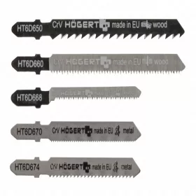   Dekopír fűrészlap, (fém, fa), 5 részes, T-szár, HÖGERT HT6D690