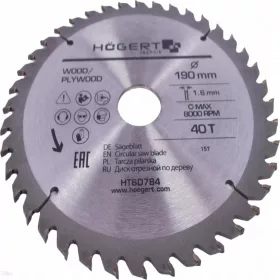   Körfűrészlap fához,  190x30  mm 40 fogas , HÖGERT HT6D784