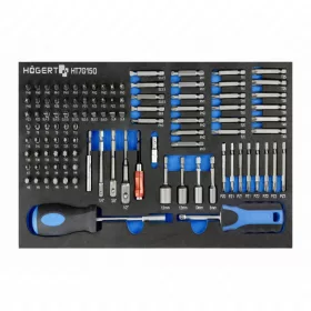   Bitfej készlet, 107 részes, (SL, PZ, PH, Torx), 395 x 180mm habszivacsban, HÖGERT HT7G150