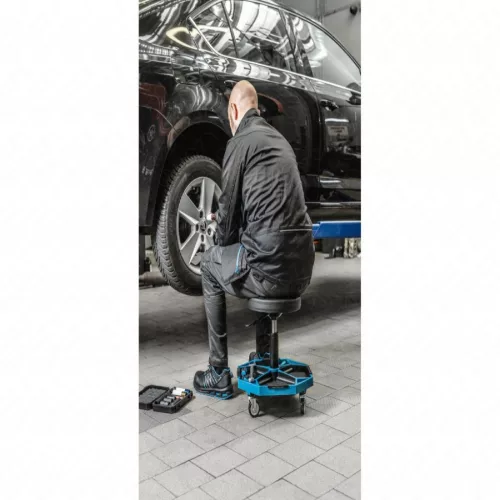 Szerelőszék, gurulós, állítható magasságú, max 140 Kg, ABS műanyag + fém, HÖGERT HT7G559