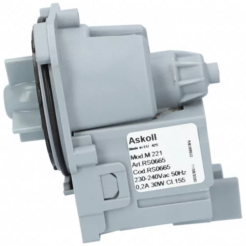 Ürítő Szivattyú AEG / Electrolux Mosógéphez – 30W Askoll M221 – 3 körmös, hátul stekkeres (1322082015 kompatibilis)