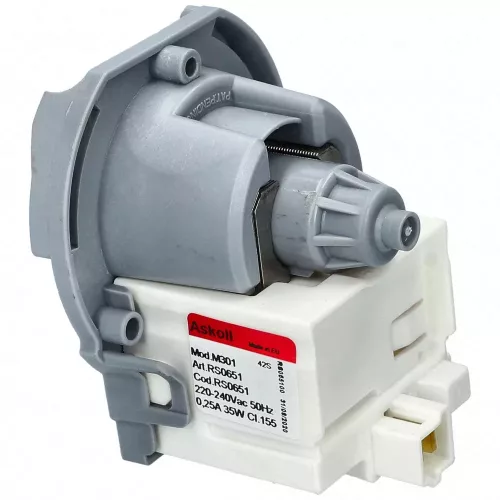 WHIRLPOOL / INDESIT 35W Szivattyú, ürítő, 3 körmös, hátul stekkeres ( , ASKOLL M301 RS0651) ADP mosogatógép