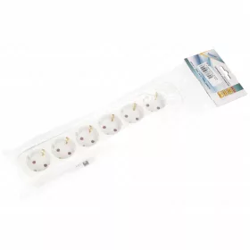   6-os hálózati elosztó, szerelhető, 16A, 3500W, fehér, HOME  NV 06