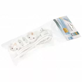  4-es hálózati elosztó, (2 EURO + 2 földelt), 1,5 m, gyerekvédelem, 3x1mm², IP20, 16A, 3680W, fehér, HOME  NV 14/WH