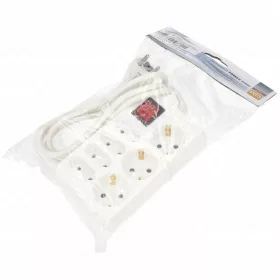   7-es hálózati elosztó, kapcsolós, (4 EURO + 3 földelt), 1,5m,  gyerekvédelem, 3x1mm², IP20, 16A, 3680W, fehér, HOME  NV 17/WH