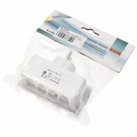   Hálózati elosztó, 4 euró aljzat, gyerkvédelem, IP20,  4x500W,  fehér, HOME  NV 24/WH