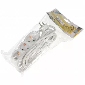   3-as hálózati földelt elosztó, 3 m, gyerekvédelem, 3x1,5mm², IP20, 16A, 3500W, fehér, HOME  NV 3-3/WH/1,5