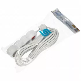   3-as hálózati földelt elosztó, kapcsolós, 10 m, gyerekvédelem, 3x1,5mm², IP20, 16A, 3500W, fehér, HOME  NV 3K-10/WH/1,5