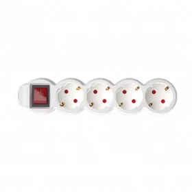   4-es hálózati földelt elosztó, kapcsolós, 3 m, gyerekvédelem, 3x1,5mm², IP20, 16A, 3500W, fehér, HOME NV 4K-3/WH/1,5