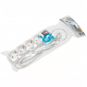   4-es hálózati földelt elosztó, kapcsolós, 1,5 m, gyerekvédelem, 3x1mm², IP20, 16A, 3500W, fehér, HOME NV 4K/WH
