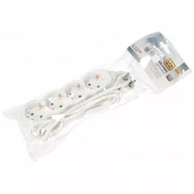   4-es hálózati földelt elosztó, 1,5 m, gyerekvédelem, 3x1mm², IP20, 16A, 3500W, fehér, HOME  NV 4/WH