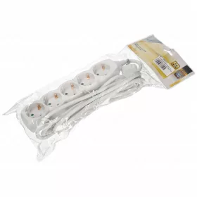   5-ös hálózati földelt elosztó, 3 m, gyerekvédelem, 3x1,5mm², IP20, 16A, 3500W, fehér, HOME  NV 5-3/WH/1,5
