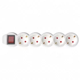   5-ös hálózati földelt elosztó, kapcsolós, 1,5 m, gyerekvédelem, 3x1mm², IP20, 16A, 3500W, fehér, HOME NV 5K/WH