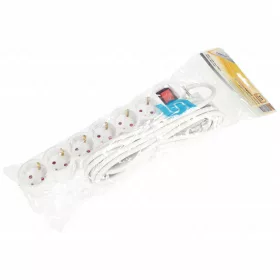   6-os hálózati földelt elosztó, kapcsolós, 5 m, gyerekvédelem, 3x1,5mm², IP20, 16A, 3500W, fehér, HOME NV 6K-5/WH/1,5